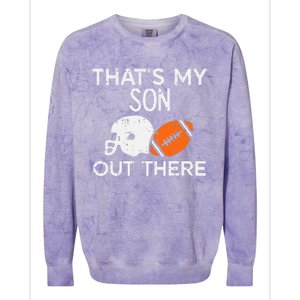 My Son Out There American Football Family Mom Dad Men Women Colorblast Crewneck Sweatshirt