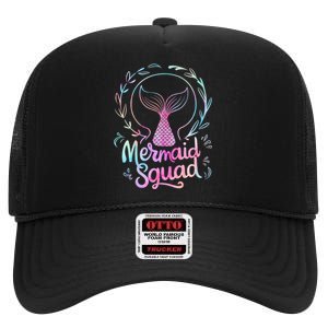 Mermaid Squad Of The Birthday Mermaid High Crown Mesh Back Trucker Hat