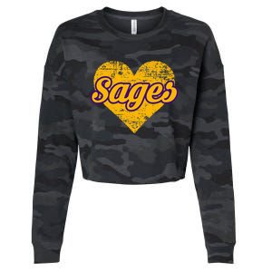 Monticello Sages Over Heart Cropped Pullover Crew