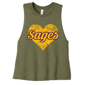 Monticello Sages Over Heart Women's Racerback Cropped Tank