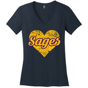 Monticello Sages Over Heart Women's V-Neck T-Shirt