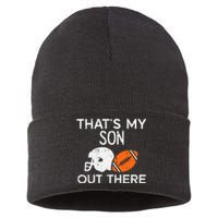 My Son Out There American Football Family Mom Dad Men Women Sustainable Knit Beanie