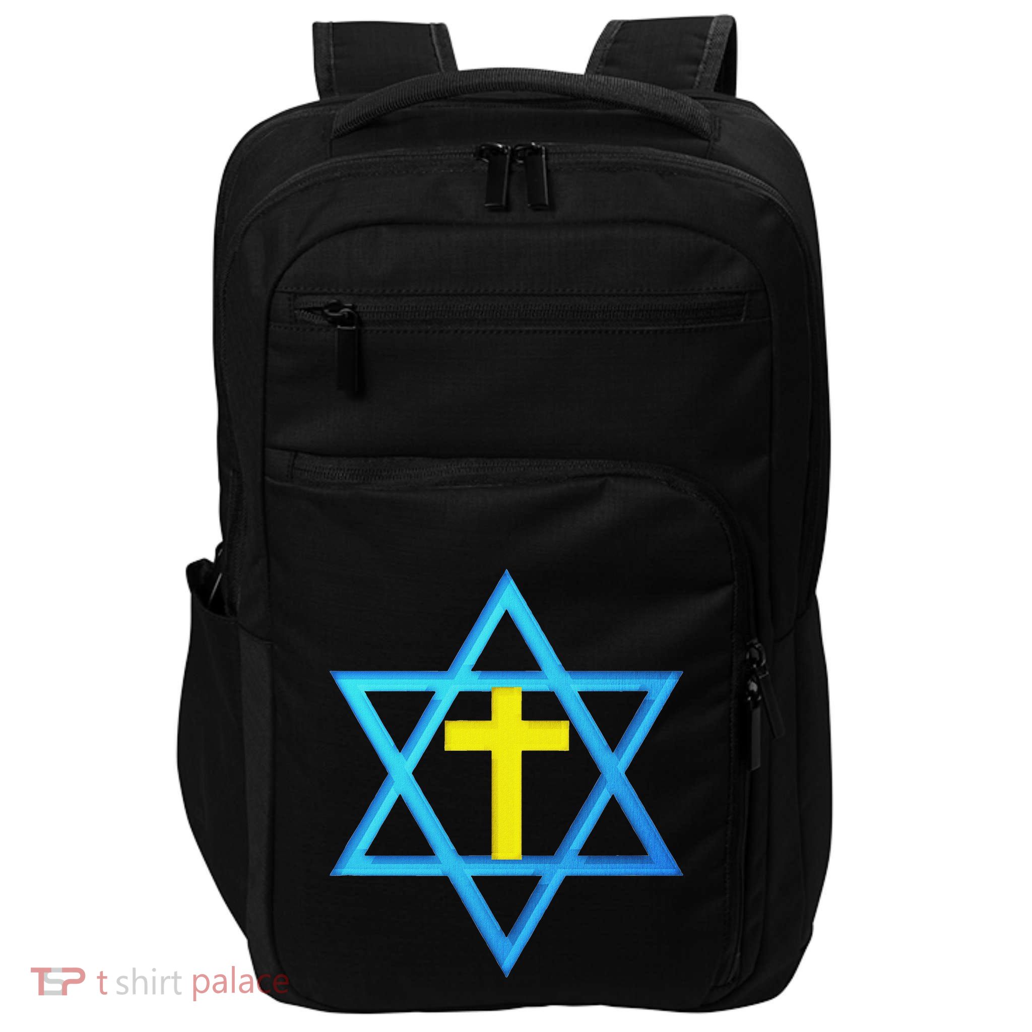 Messianic Star Of David With Gold Cross Impact Tech Backpack