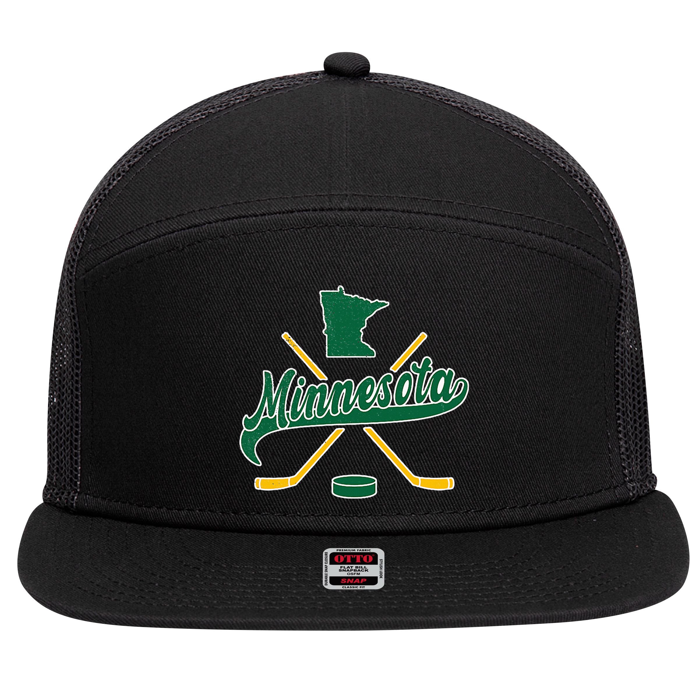 Minnesota State Of Hockey 7 Panel Mesh Trucker Snapback Hat