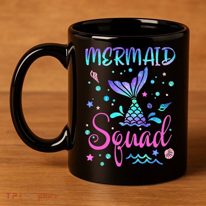 Mermaid Squad Of The Birthday Mermaid Tail Family Matching 11oz C Handle Ceramic Mug