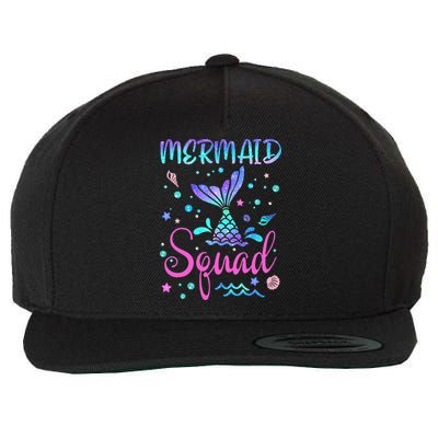 Mermaid Squad Of The Birthday Mermaid Tail Family Matching Wool Snapback Cap