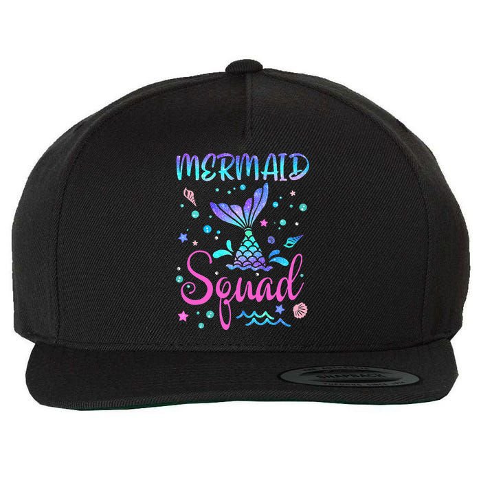 Mermaid Squad Of The Birthday Mermaid Tail Family Matching Wool Snapback Cap