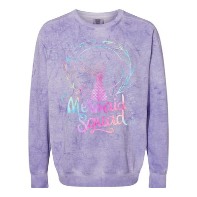 Mermaid Squad Of The Birthday Mermaid Colorblast Crewneck Sweatshirt