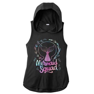 Mermaid Squad Of The Birthday Mermaid Ladies PosiCharge Tri-Blend Wicking Draft Hoodie Tank