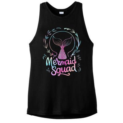 Mermaid Squad Of The Birthday Mermaid Ladies PosiCharge Tri-Blend Wicking Tank