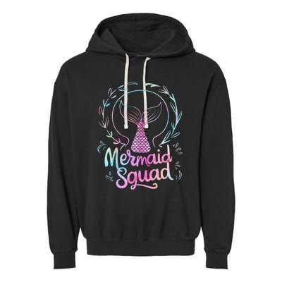 Mermaid Squad Of The Birthday Mermaid Garment-Dyed Fleece Hoodie