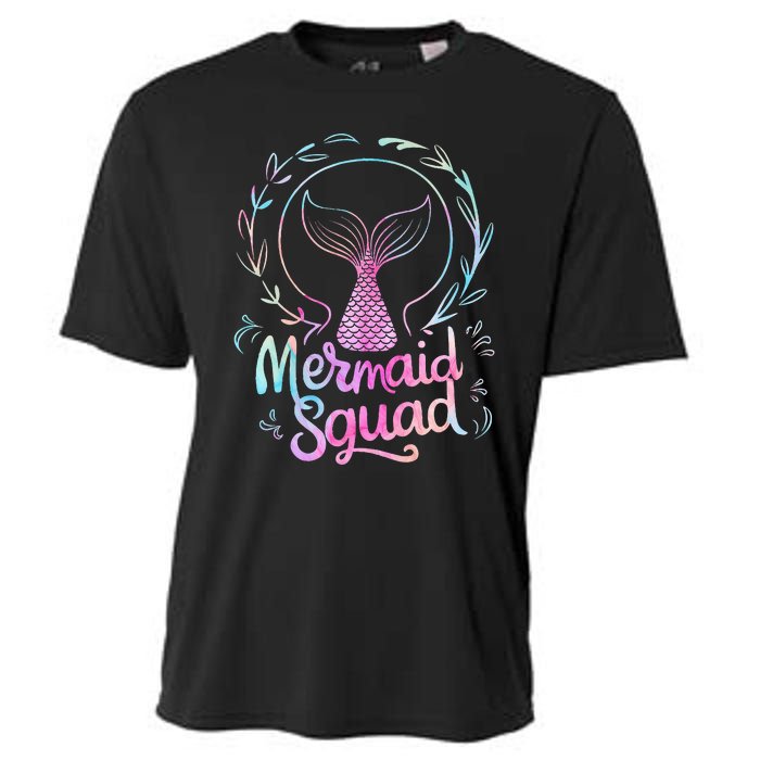 Mermaid Squad Of The Birthday Mermaid Cooling Performance Crew T-Shirt