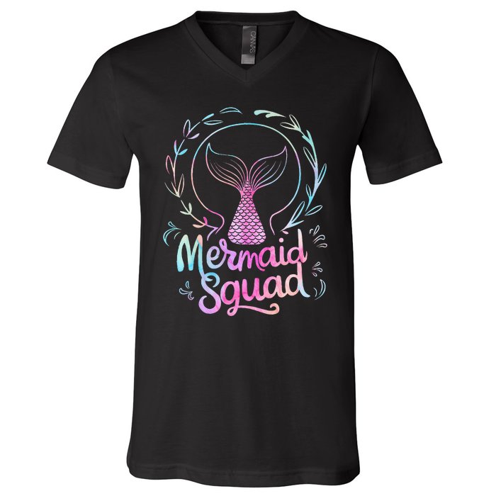 Mermaid Squad Of The Birthday Mermaid V-Neck T-Shirt