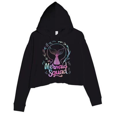 Mermaid Squad Of The Birthday Mermaid Crop Fleece Hoodie