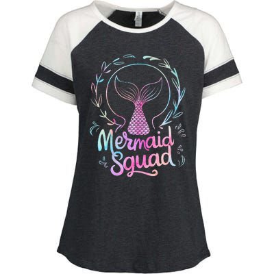 Mermaid Squad Of The Birthday Mermaid Enza Ladies Jersey Colorblock Tee