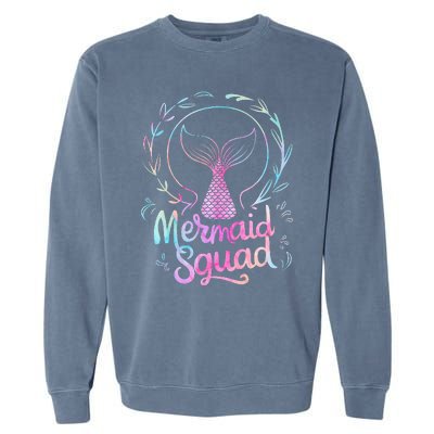 Mermaid Squad Of The Birthday Mermaid Garment-Dyed Sweatshirt