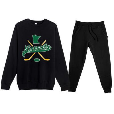 Minnesota State Of Hockey Premium Crewneck Sweatsuit Set