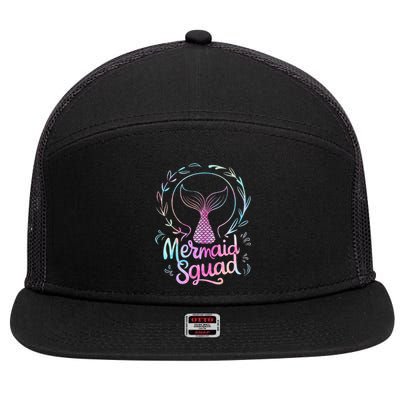 Mermaid Squad Of The Birthday Mermaid 7 Panel Mesh Trucker Snapback Hat