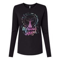 Mermaid Squad Of The Birthday Mermaid Womens Cotton Relaxed Long Sleeve T-Shirt