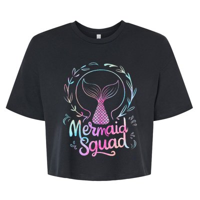 Mermaid Squad Of The Birthday Mermaid Bella+Canvas Jersey Crop Tee