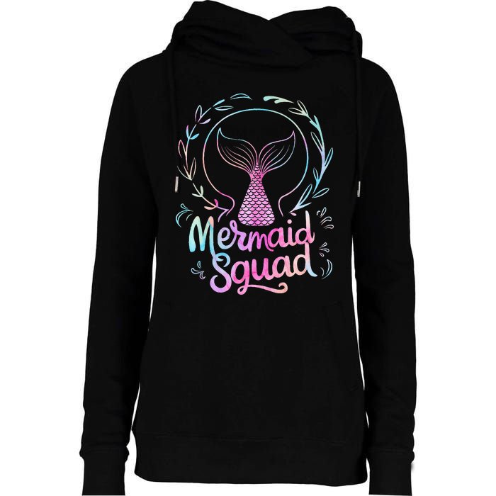 Mermaid Squad Of The Birthday Mermaid Womens Funnel Neck Pullover Hood