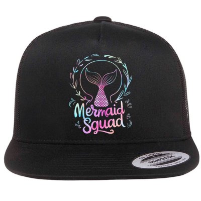 Mermaid Squad Of The Birthday Mermaid Flat Bill Trucker Hat