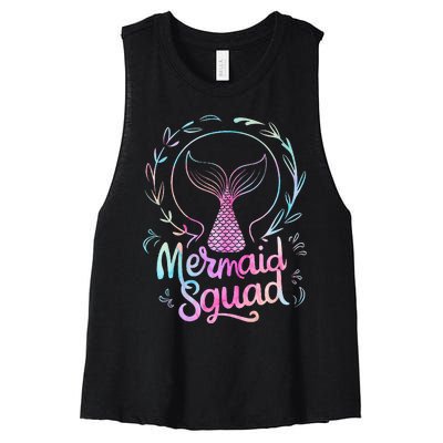 Mermaid Squad Of The Birthday Mermaid Women's Racerback Cropped Tank