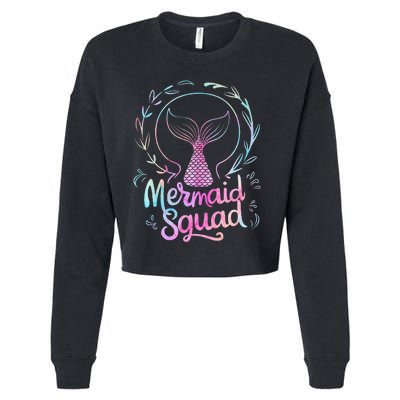 Mermaid Squad Of The Birthday Mermaid Cropped Pullover Crew