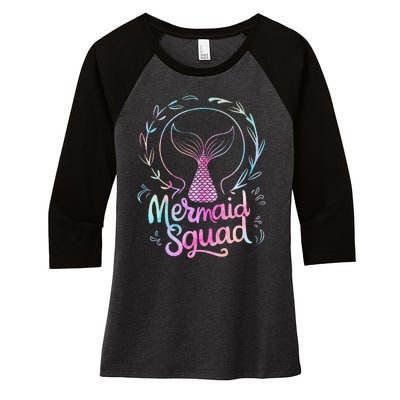 Mermaid Squad Of The Birthday Mermaid Women's Tri-Blend 3/4-Sleeve Raglan Shirt