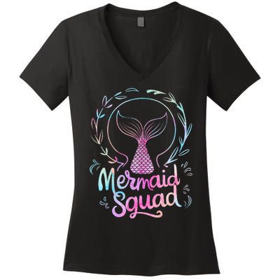 Mermaid Squad Of The Birthday Mermaid Women's V-Neck T-Shirt