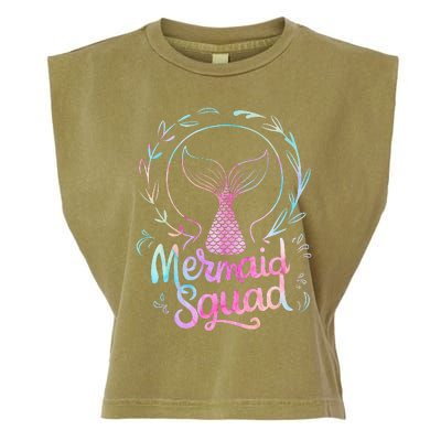 Mermaid Squad Of The Birthday Mermaid Garment-Dyed Women's Muscle Tee