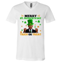 Merry St Patricks Day Trick Or Treat Joe Biden Leprechaun V-Neck T-Shirt