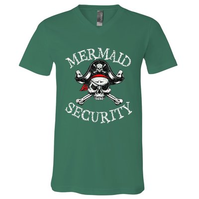 Mermaid Security Pirate Party Dad Brother Family Matching V-Neck T-Shirt