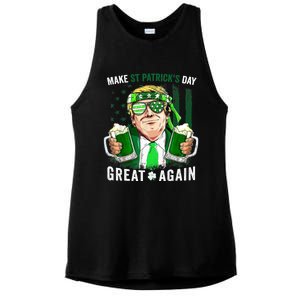 Make St Patricks Day Great Again Irish Leprechaun Trump Beer Ladies PosiCharge Tri-Blend Wicking Tank