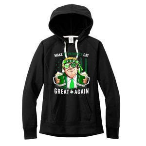 Make St Patricks Day Great Again Irish Leprechaun Trump Beer Women's Fleece Hoodie