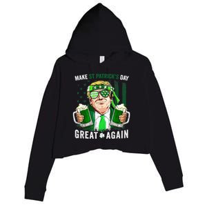 Make St Patricks Day Great Again Irish Leprechaun Trump Beer Crop Fleece Hoodie