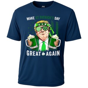 Make St Patricks Day Great Again Irish Leprechaun Trump Beer Cooling Performance Crew T-Shirt