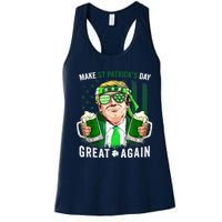 Make St Patricks Day Great Again Irish Leprechaun Trump Beer Women's Racerback Tank