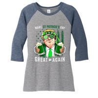 Make St Patricks Day Great Again Irish Leprechaun Trump Beer Women's Tri-Blend 3/4-Sleeve Raglan Shirt