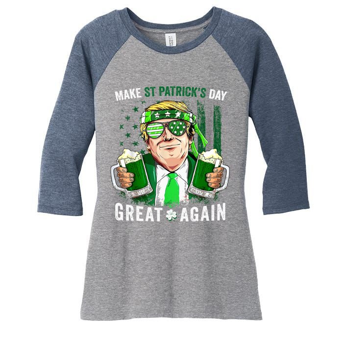 Make St Patricks Day Great Again Irish Leprechaun Trump Beer Women's Tri-Blend 3/4-Sleeve Raglan Shirt