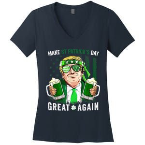 Make St Patricks Day Great Again Irish Leprechaun Trump Beer Women's V-Neck T-Shirt