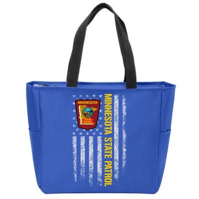 Minnesota State Patrol American Flag Zip Tote Bag