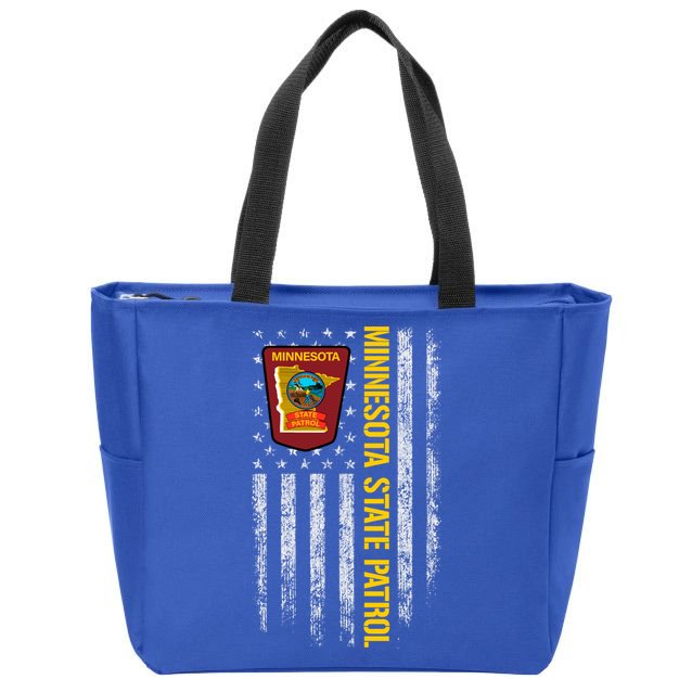 Minnesota State Patrol American Flag Zip Tote Bag