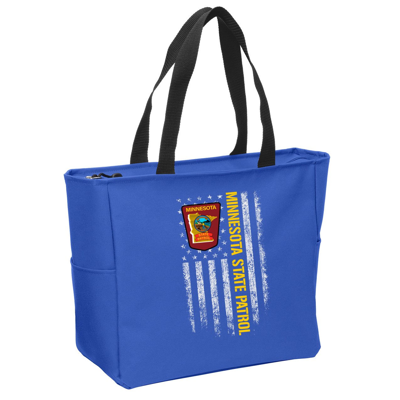 Minnesota State Patrol American Flag Zip Tote Bag