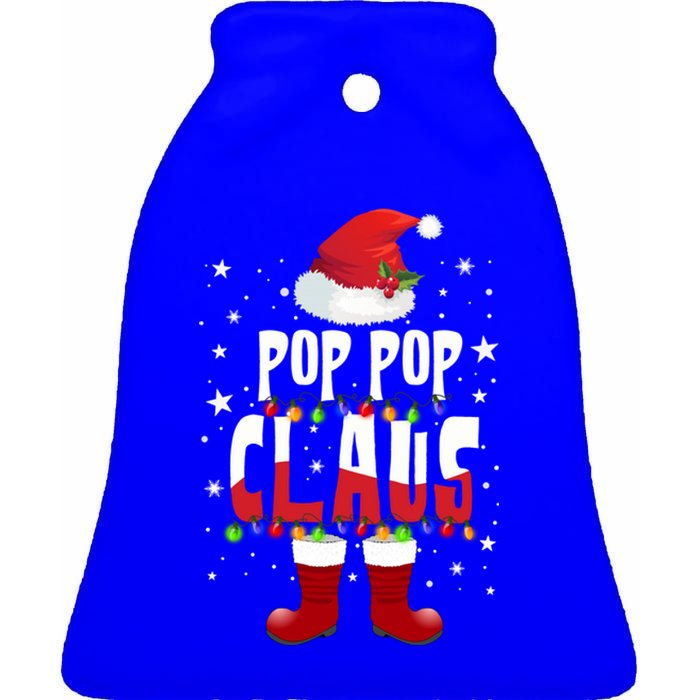 Merry Santa Pop Pop Claus Christmas Family Matching Group Gift Ceramic Bell Ornament