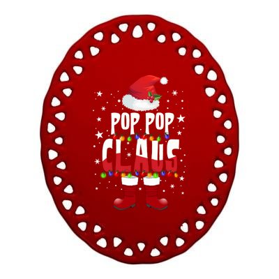 Merry Santa Pop Pop Claus Christmas Family Matching Group Gift Ceramic Oval Ornament