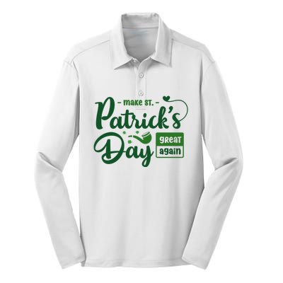 Make St PatrickS Day Great Again Funny Trump Republican 2024 Silk Touch Performance Long Sleeve Polo