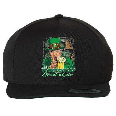 Make St Patricks Day Great Again Funny Trump Wool Snapback Cap