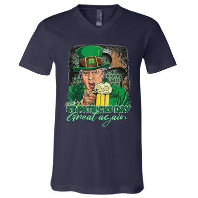 Make St Patricks Day Great Again Funny Trump V-Neck T-Shirt