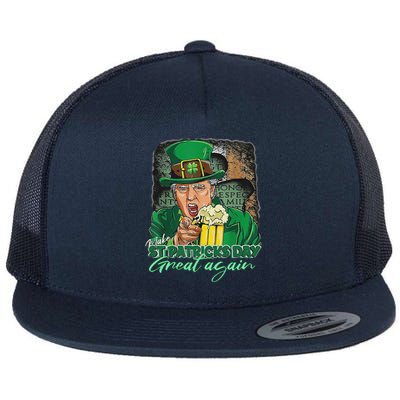 Make St Patricks Day Great Again Funny Trump Flat Bill Trucker Hat